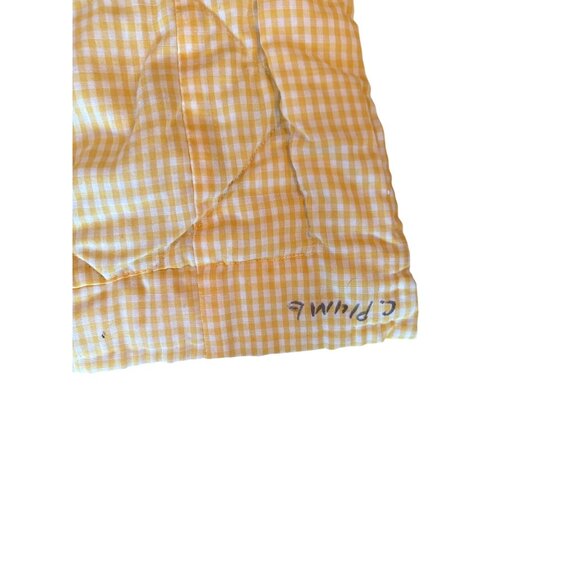 Vintage Handmade Patchwork Baby Quilt Yellow Pink Blue Squares Cotton - Picture 6 of 6